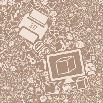 Vector background of the three d printer icons 스톡 일러스트