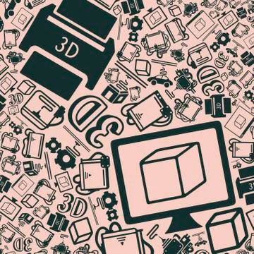 Vector background of the three d printer icons 스톡 일러스트
