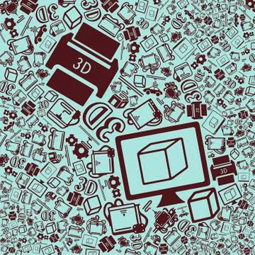 Vector background of the three d printer icons 스톡 일러스트