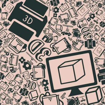 Vector background of the three d printer icons 스톡 일러스트