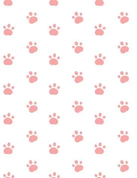 Vector background with traces of dogs. Pattern of pink paw prints of a puppy Stock Illustration