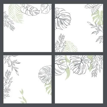 Vector background  with  tropical leaves. Stock Illustration