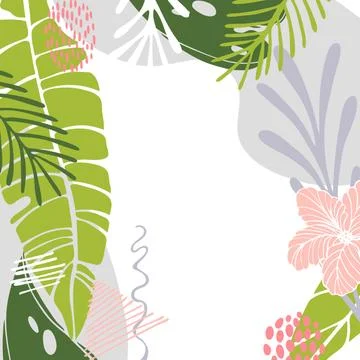Vector background  with  tropical leaves. Stock Illustration