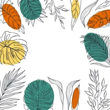 Vector background  with  tropical leaves. Stock Illustration