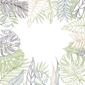 Vector background  with  tropical leaves. Stock Illustration