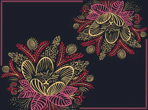 Vector background with two flowers Stock Illustration