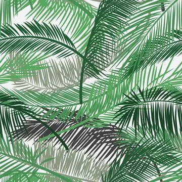 Vector background with two layers of tropical foliage. Palm leaves pattern 스톡 일러스트