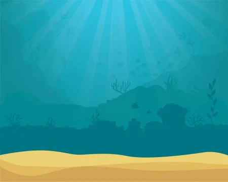 Vector background - underwater ocean scene Stock Illustration