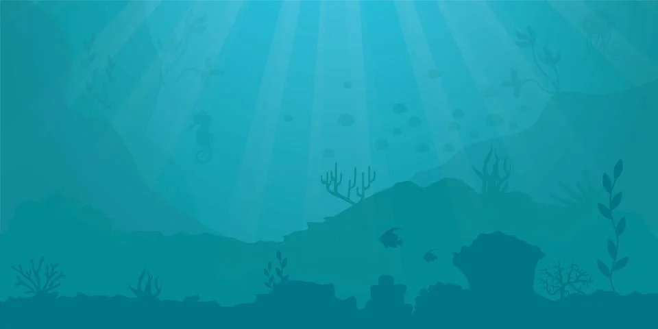 Vector background - underwater ocean scene Stock Illustration