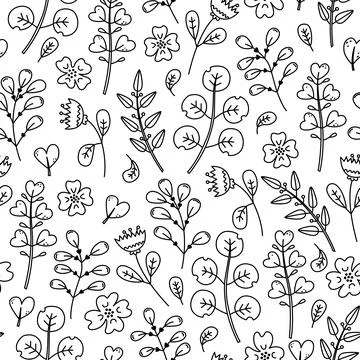 Vector background with unusual plants and flowers. The botanical pattern Stock Illustration