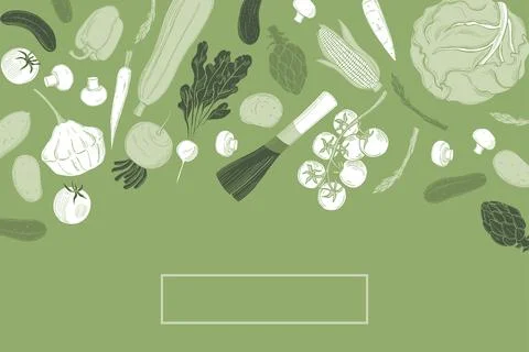 Vector background with  vegetables. Sketch  illustration Stock Illustration
