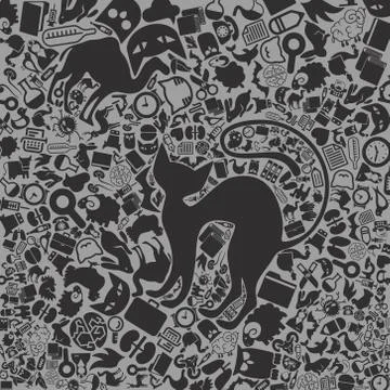 Vector background of the veterinary icons Stock Illustration
