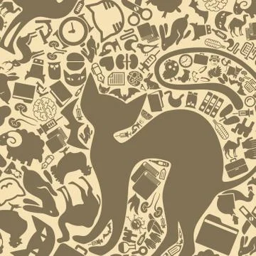 Vector background of the veterinary icons Stock Illustration