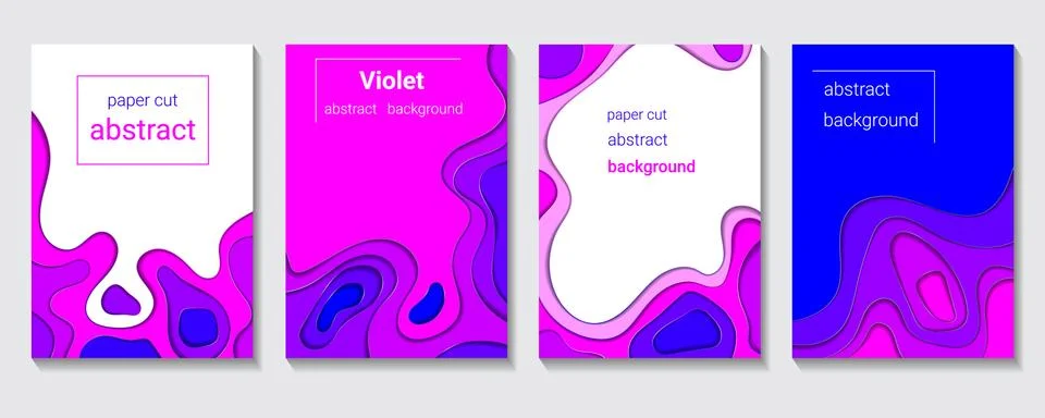Vector background with violet color paper cut shapes. Stock Illustration