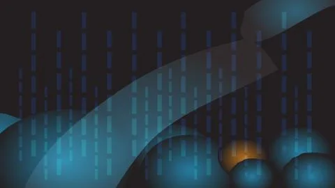 Vector background for web. Dark background with 3d balls and wavy elements Stock Illustration