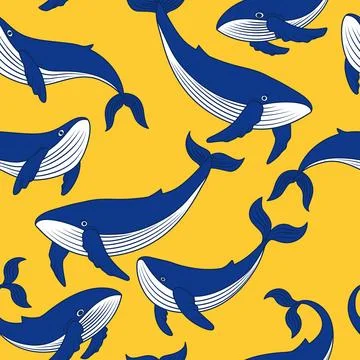 Vector background with whales Stock Illustration