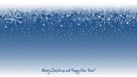 Vector background with white snowflakes and snow on a blue background. winter Stock Illustration