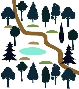 Vector background with winter forest elements. Illustrazione stock