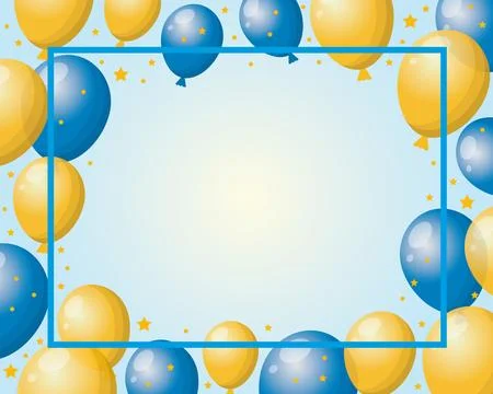 Vector background with yellow and blue balloons Stock Illustration