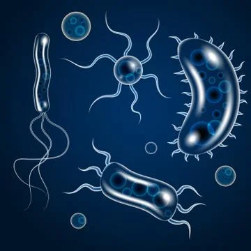 Vector bacteria, microbes icon set Stock Illustration