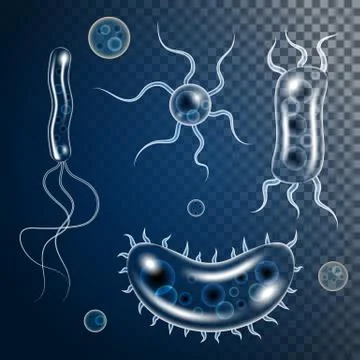 Vector bacteria, microbes icon set Stock Illustration
