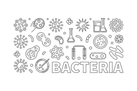 Vector bacteria outline banner - concept illustration Stock Illustration