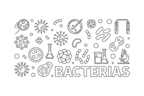 Vector bacterias banner or illustration made with bacteria icons Illustrazione stock