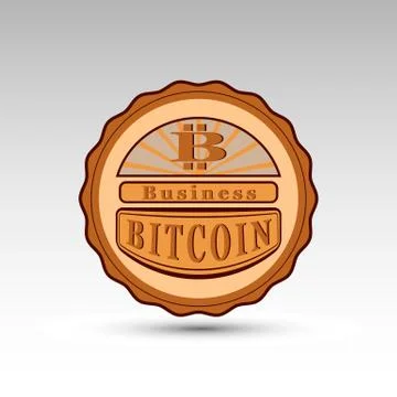 The vector badge with bit coin symbol Stock Illustration