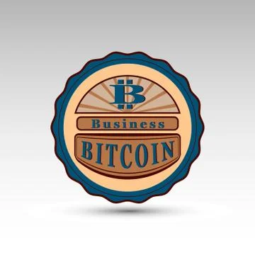 The vector badge with bit coin symbol Stock Illustration