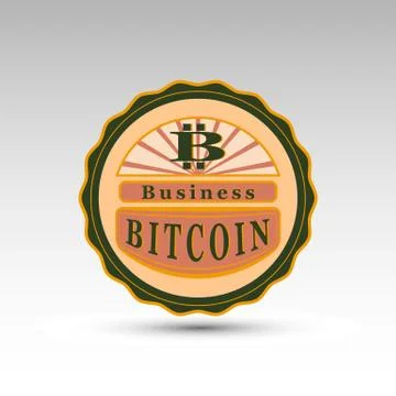 The vector badge with bit coin symbol Stock Illustration