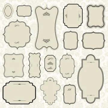 Vector badge frame and ornament set Illustrazione stock