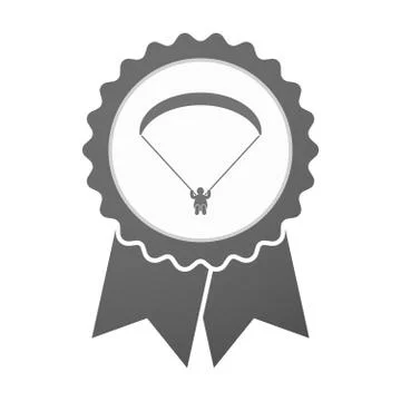 Vector badge icon with a paraglider Stock Illustration