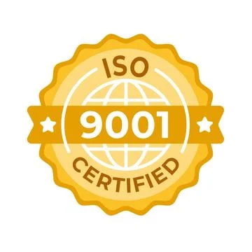 Vector badge of ISO 9001 certification seal, representing quality management and Illustrazione stock