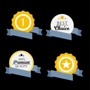 Vector badge, labels and ribbons emblems set Stock Illustration