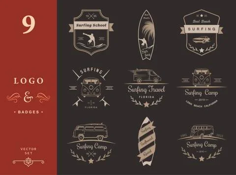 Vector Badges and Logos Surfing Stock Illustration