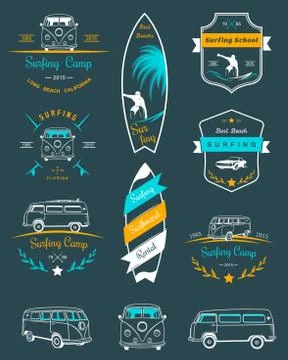 Vector Badges and Logos Surfing イラスト素材