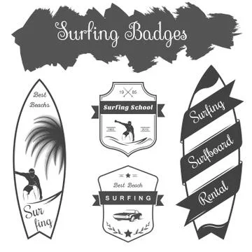 Vector Badges and Logos Surfing Free Stock Illustration