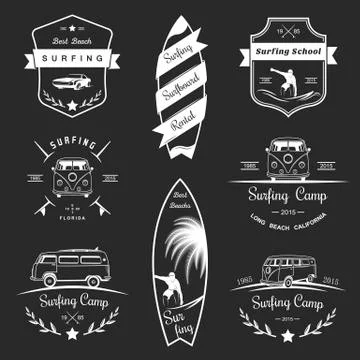 Vector Badges and Logos Surfing Free Stock Illustration