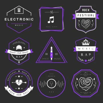Vector Badges Rock, Rap, Classical and Disco Music Free Stock Illustration