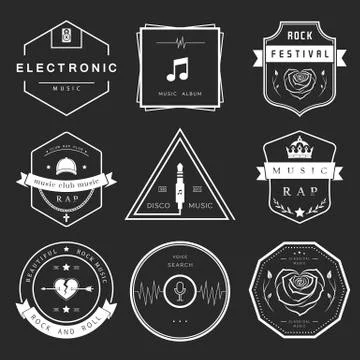 Vector Badges Rock, Rap, Classical and Disco Music Free Stock Illustration