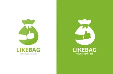 Vector of bag and like logo combination. Sack and best symbol or icon. Unique Stock Illustration