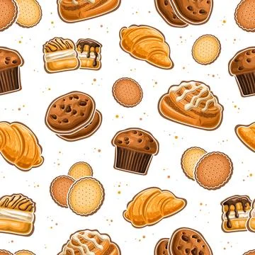 Vector Baked Goods Seamless Pattern Stock Illustration