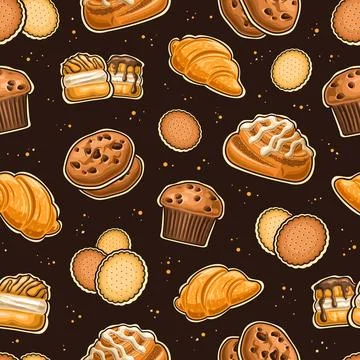 Vector Baked Goods Seamless Pattern 스톡 일러스트