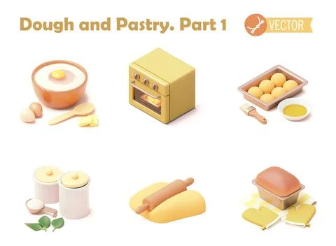 Vector bakery and bread baking icon set Stock Illustration
