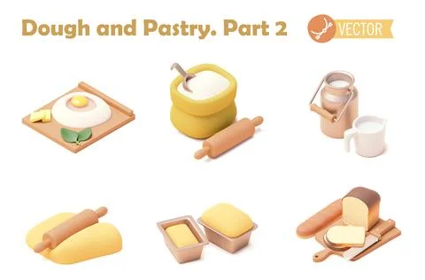 Vector bakery and bread baking icon set Stock Illustration