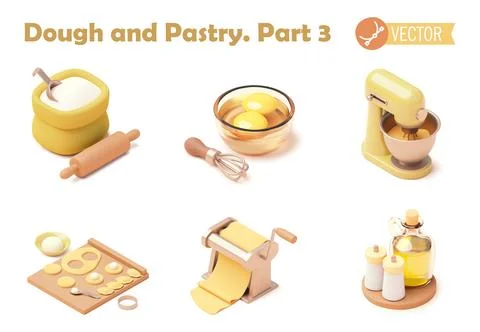 Vector bakery and bread baking icon set Stock Illustration