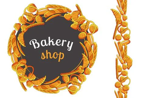 Vector bakery hand drawn illustration on white background Illustrazione stock