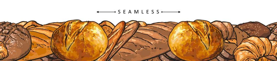 Vector bakery product set package seamless pattern Stock Illustration