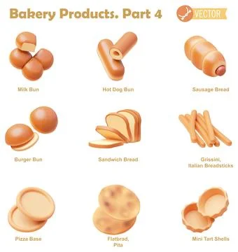 Vector bakery products icon set Stock Illustration
