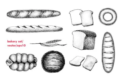 Vector bakery set, tea tools. Can be use for bakery, pastry, cafe, shop and.. Illustrazione stock